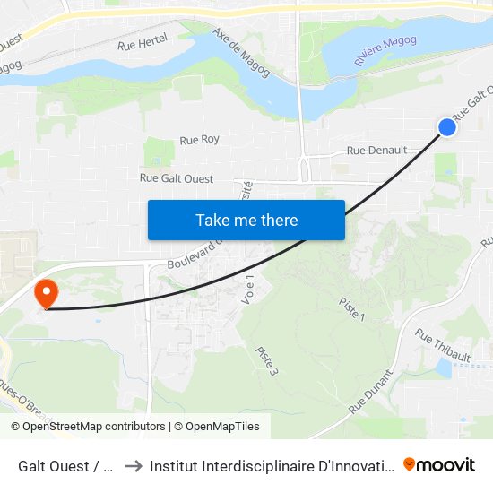 Galt Ouest / Champlain to Institut Interdisciplinaire D'Innovation Technologique (3it) map