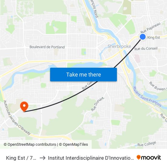 King Est / 7e Av. Sud to Institut Interdisciplinaire D'Innovation Technologique (3it) map