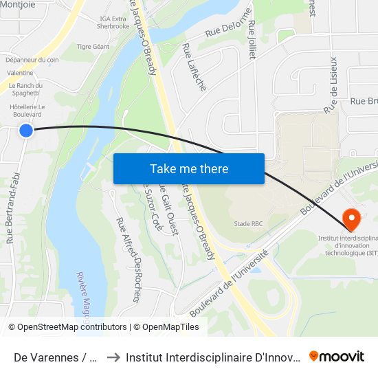 De Varennes / Bertrand-Fabi to Institut Interdisciplinaire D'Innovation Technologique (3it) map