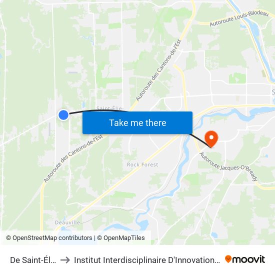 De Saint-Élie / Bell to Institut Interdisciplinaire D'Innovation Technologique (3it) map