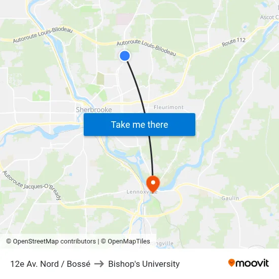 12e Av. Nord / Bossé to Bishop's University map