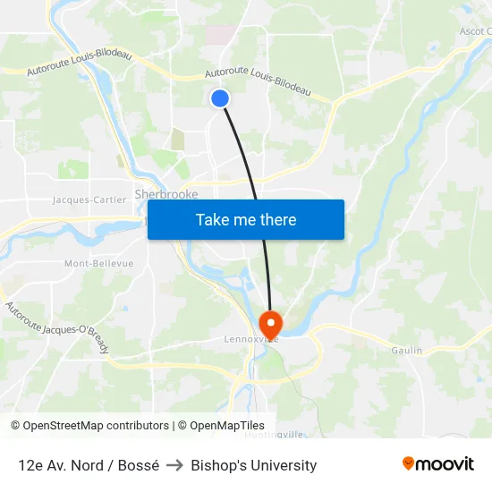 12e Av. Nord / Bossé to Bishop's University map