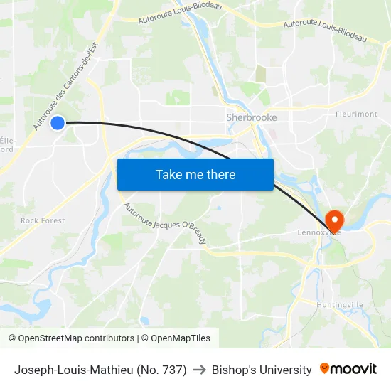 Joseph-Louis-Mathieu (No. 737) to Bishop's University map