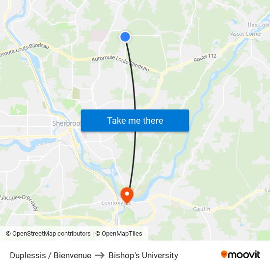 Duplessis / Bienvenue to Bishop's University map