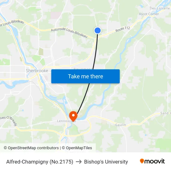 Alfred-Champigny (No.2175) to Bishop's University map