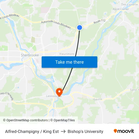Alfred-Champigny / King Est to Bishop's University map