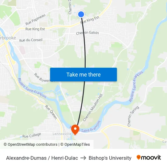 Alexandre-Dumas / Henri-Dulac to Bishop's University map