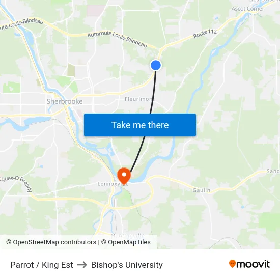 Parrot / King Est to Bishop's University map