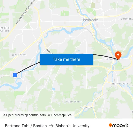 Bertrand-Fabi / Bastien to Bishop's University map