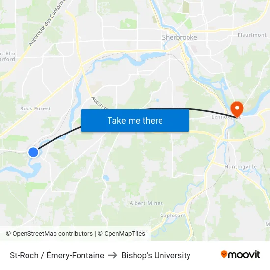 St-Roch / Émery-Fontaine to Bishop's University map