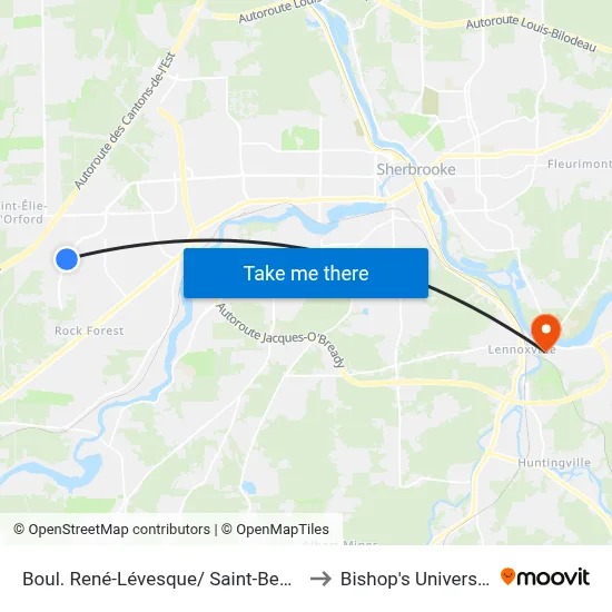 Boul. René-Lévesque/ Saint-Benoît to Bishop's University map