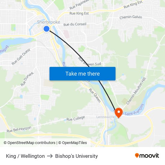 King / Wellington to Bishop's University map