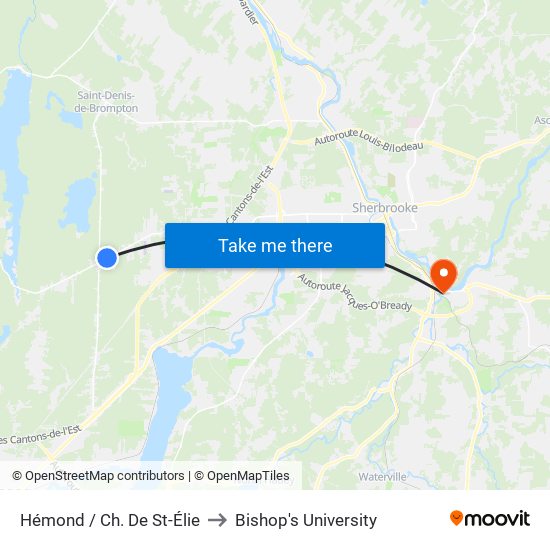 Hémond / Ch. De St-Élie to Bishop's University map