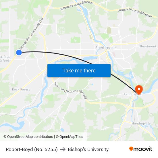 Robert-Boyd (No. 5255) to Bishop's University map