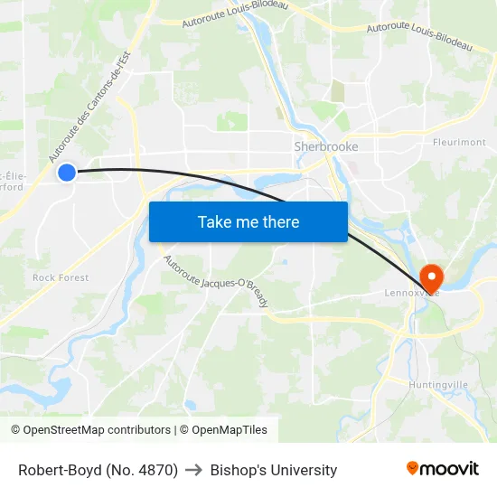 Robert-Boyd (No. 4870) to Bishop's University map