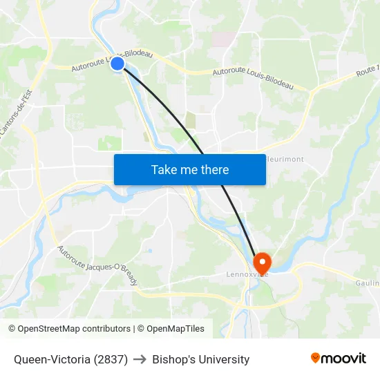 Queen-Victoria (2837) to Bishop's University map