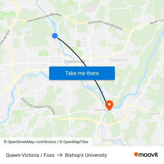 Queen-Victoria / Foss to Bishop's University map