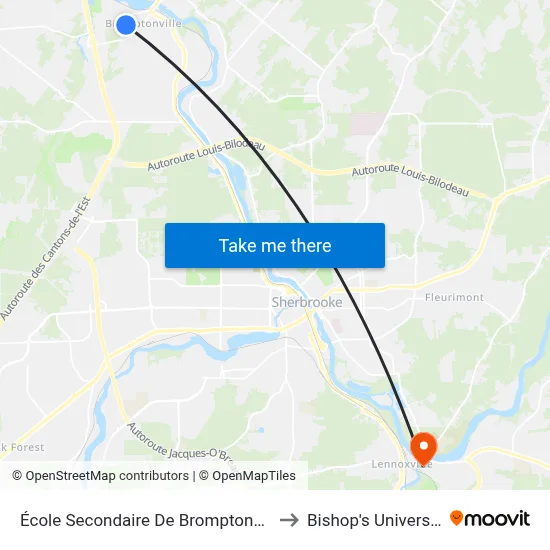 École Secondaire De Bromptonville to Bishop's University map
