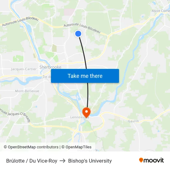 Brûlotte / Du Vice-Roy to Bishop's University map
