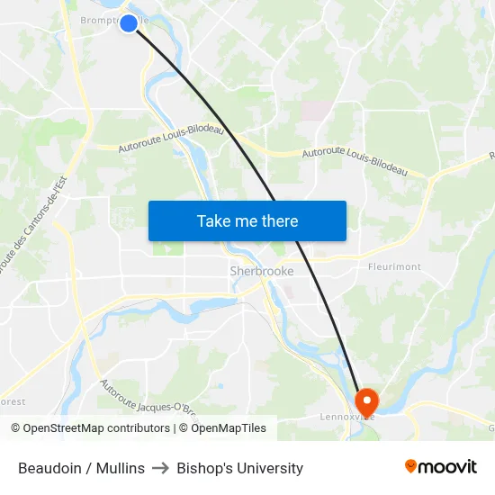 Beaudoin / Mullins to Bishop's University map