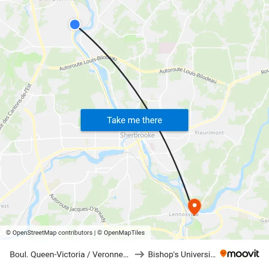 Boul. Queen-Victoria / Veronneau to Bishop's University map