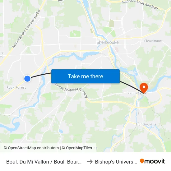 Boul. Du Mi-Vallon / Boul. Bourque to Bishop's University map