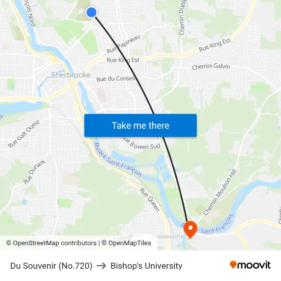 Du Souvenir (No.720) to Bishop's University map