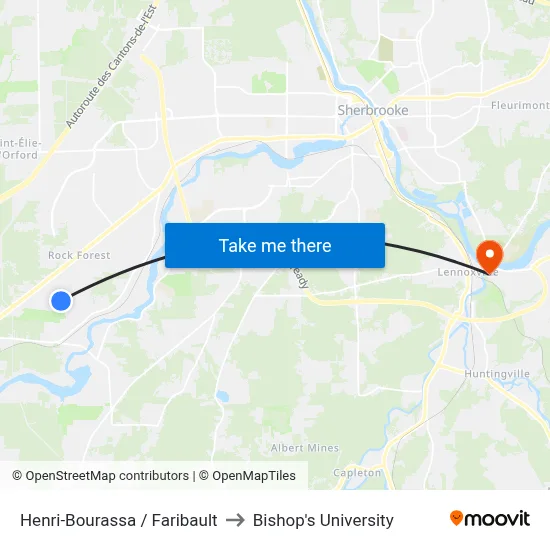 Henri-Bourassa / Faribault to Bishop's University map