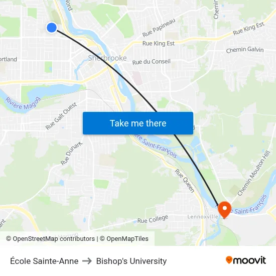 École Sainte-Anne to Bishop's University map