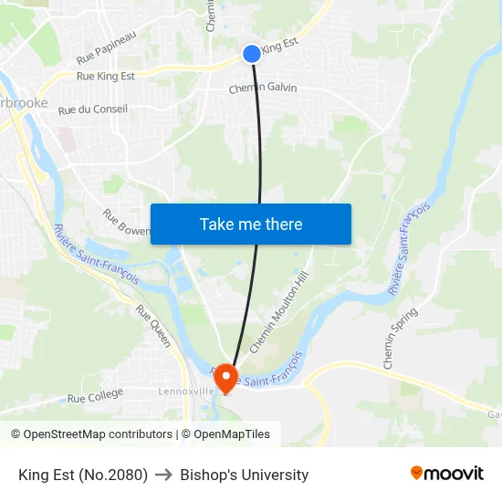 King Est (No.2080) to Bishop's University map