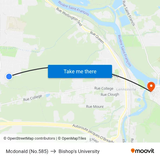 Mcdonald (No.585) to Bishop's University map