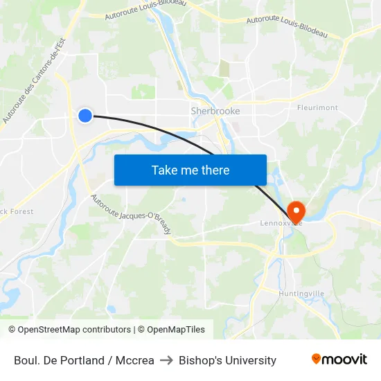 Boul. De Portland / Mccrea to Bishop's University map