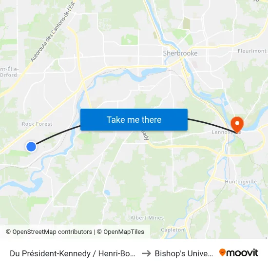 Du Président-Kennedy / Henri-Bourassa to Bishop's University map