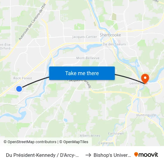 Du Président-Kennedy / D'Arcy-Mcgee to Bishop's University map