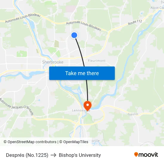 Després (No.1225) to Bishop's University map