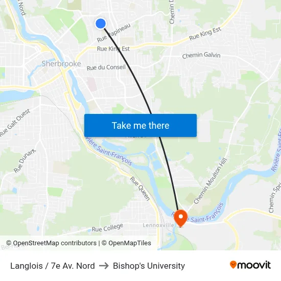Langlois / 7e Av. Nord to Bishop's University map