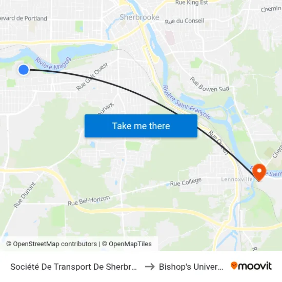 Société De Transport De Sherbrooke to Bishop's University map