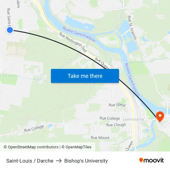 Saint-Louis / Darche to Bishop's University map