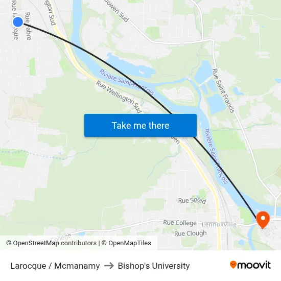 Larocque / Mcmanamy to Bishop's University map