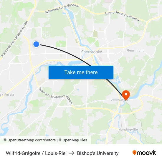 Wilfrid-Grégoire / Louis-Riel to Bishop's University map