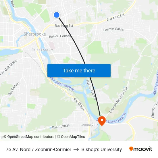 7e Av. Nord / Zéphirin-Cormier to Bishop's University map