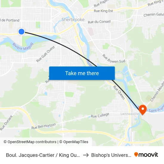Boul. Jacques-Cartier / King Ouest to Bishop's University map