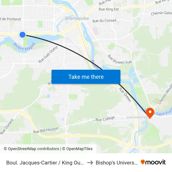 Boul. Jacques-Cartier / King Ouest to Bishop's University map