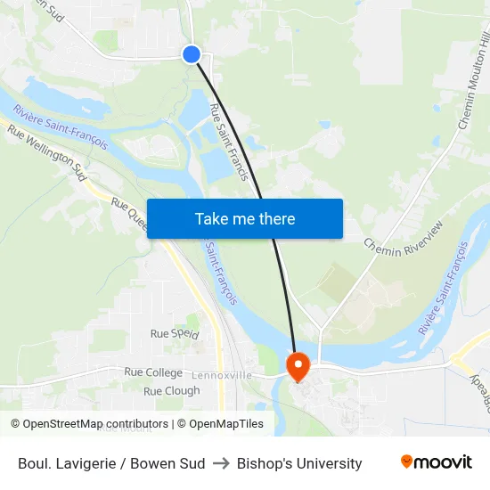 Boul. Lavigerie / Bowen Sud to Bishop's University map