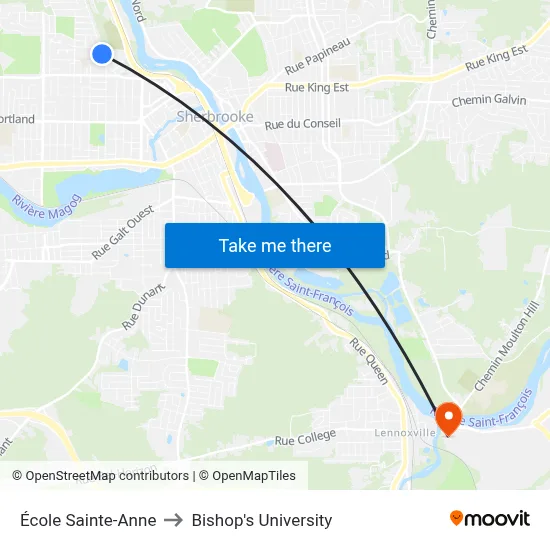 École Sainte-Anne to Bishop's University map