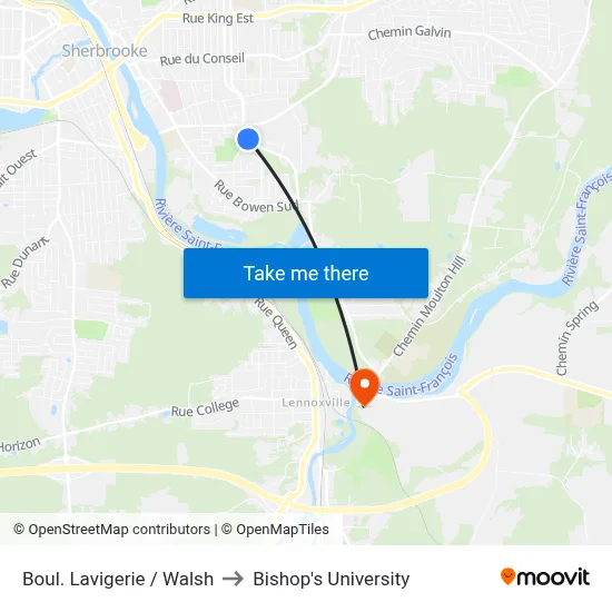 Boul. Lavigerie / Walsh to Bishop's University map
