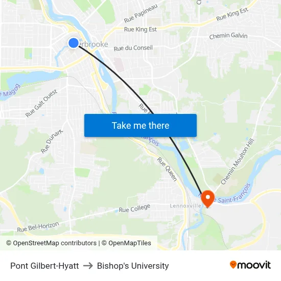 Pont Gilbert-Hyatt to Bishop's University map
