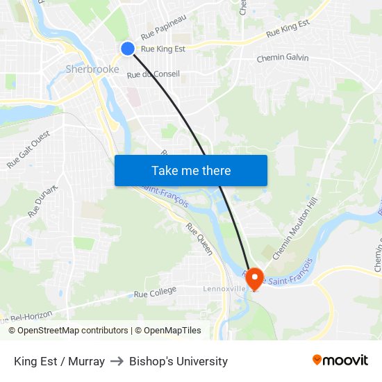 King Est / Murray to Bishop's University map