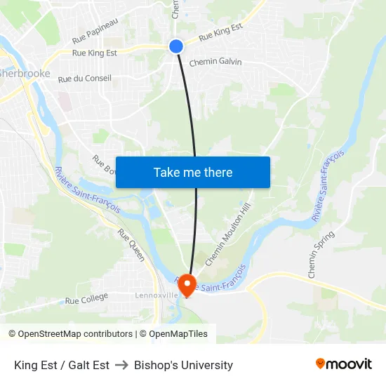 King Est / Galt Est to Bishop's University map