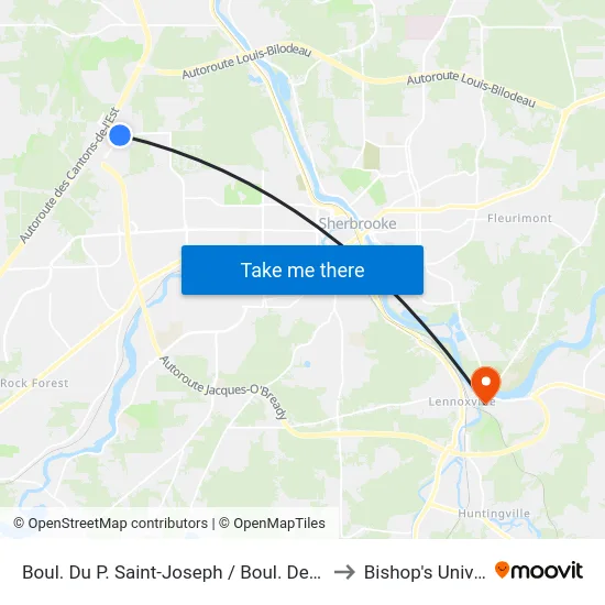Boul. Du P. Saint-Joseph / Boul. De Mgr-Fortier to Bishop's University map